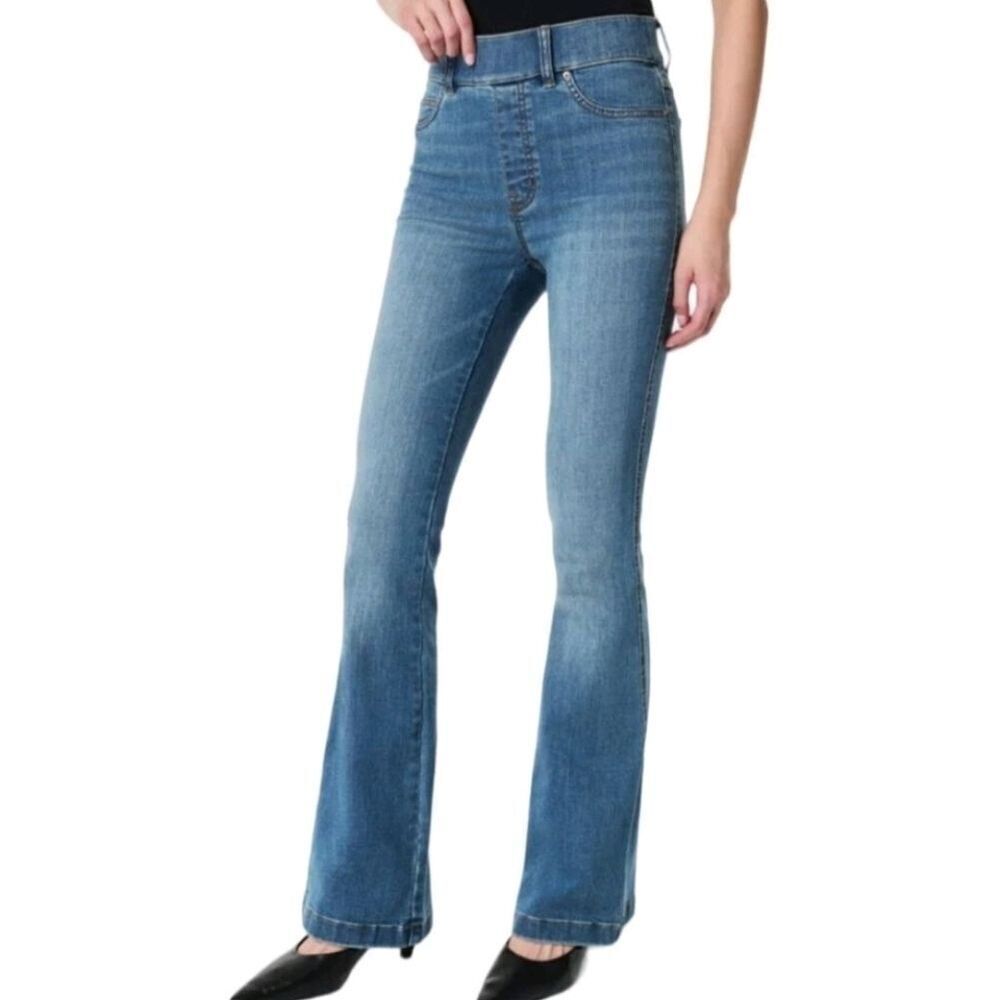 Spanx EveryWear Flare Jeans Vintage Indigo Blue Denim Cotton Blend Size S